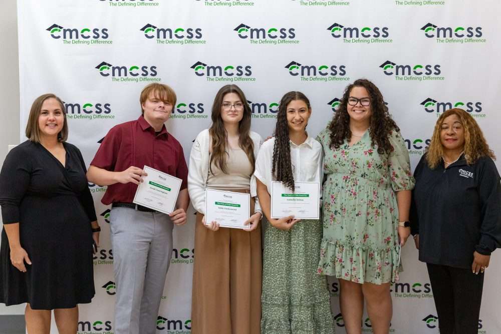 several students receiving award