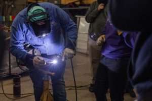 Student working in mechanics